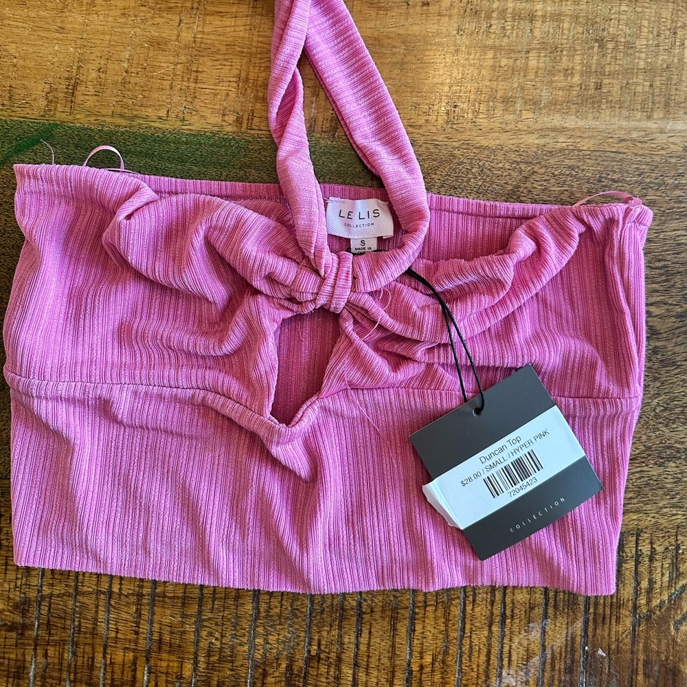 Le Lis Hyper Pink Knotted Crop Top